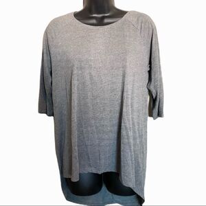 LINDEX Gray 3/4 Sleeve High Low Blouse Crew Neck
